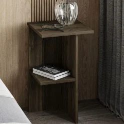 Comodino Marrone Noce un Ripiano Colore Ripiano Marrone 36x36x60h cm, Sfumatura Colore Struttura Noce - Roaschia