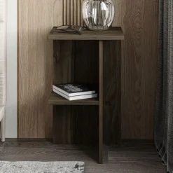 Comodino Marrone Noce un Ripiano Colore Ripiano Marrone 36x36x60h cm, Sfumatura Colore Struttura Noce - Roaschia