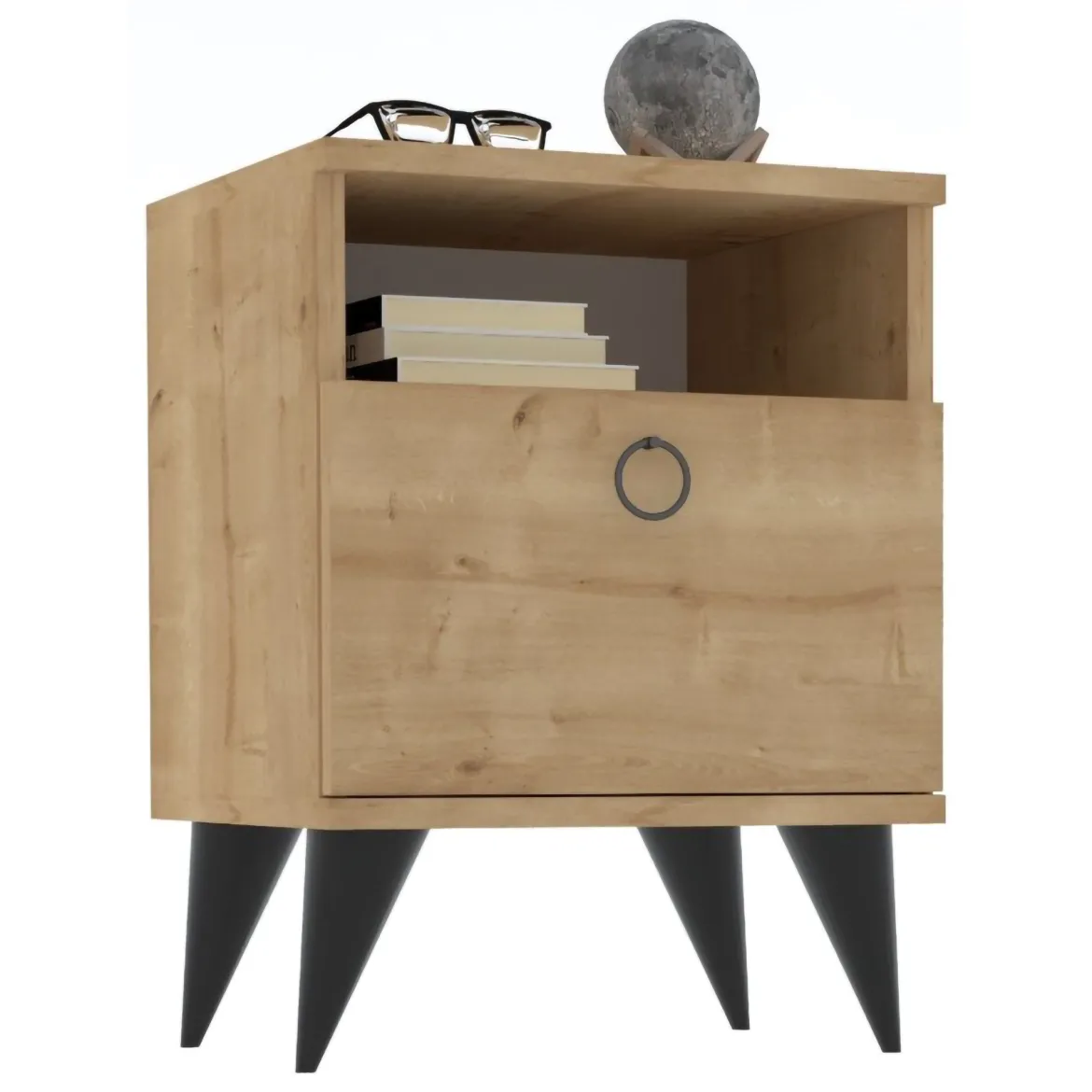Comodino Marrone Rovere Apertura Battente Un'anta 40x40x50h cm, Chiusura Battente - Maenza