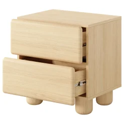 Comodino Marrone Rovere 2 Cassetti un Ripiano 50x38x52h cm, Apertura Scorrevole - Hani
