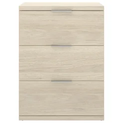 Comodino Marrone Rovere Grigio Nero 3 Cassetti un Ripiano 45x40x63h cm, Apertura Scorrevole - Talana