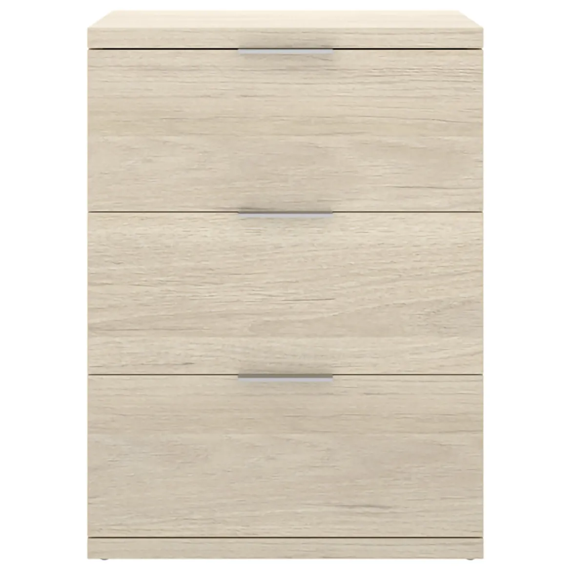 Comodino Marrone Rovere Grigio Nero 3 Cassetti un Ripiano 45x40x63h cm, Apertura Scorrevole - Talana