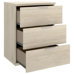 Comodino Marrone Rovere Grigio Nero 3 Cassetti un Ripiano 45x40x63h cm, Apertura Scorrevole - Talana