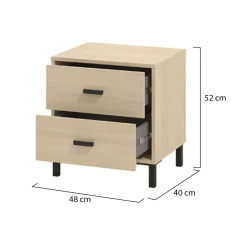 Comodino Marrone Rovere Nero Colore Struttura Nero Colore Ripiano Marrone 45x30x63h cm, Sfumatura Colore Struttura Rovere - Turgnano