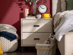 Comodino Marrone Rovere Nero Colore Struttura Nero Colore Ripiano Marrone 45x30x63h cm, Sfumatura Colore Struttura Rovere - Turgnano