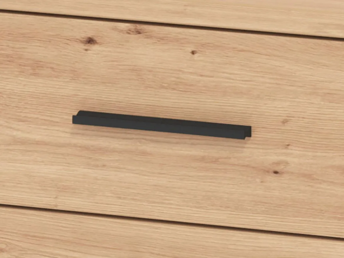 Comodino Marrone Rovere Nodi Nero 2 Cassetti un Ripiano 44.5x33.5x43h cm, Apertura Scorrevole - Uzzano