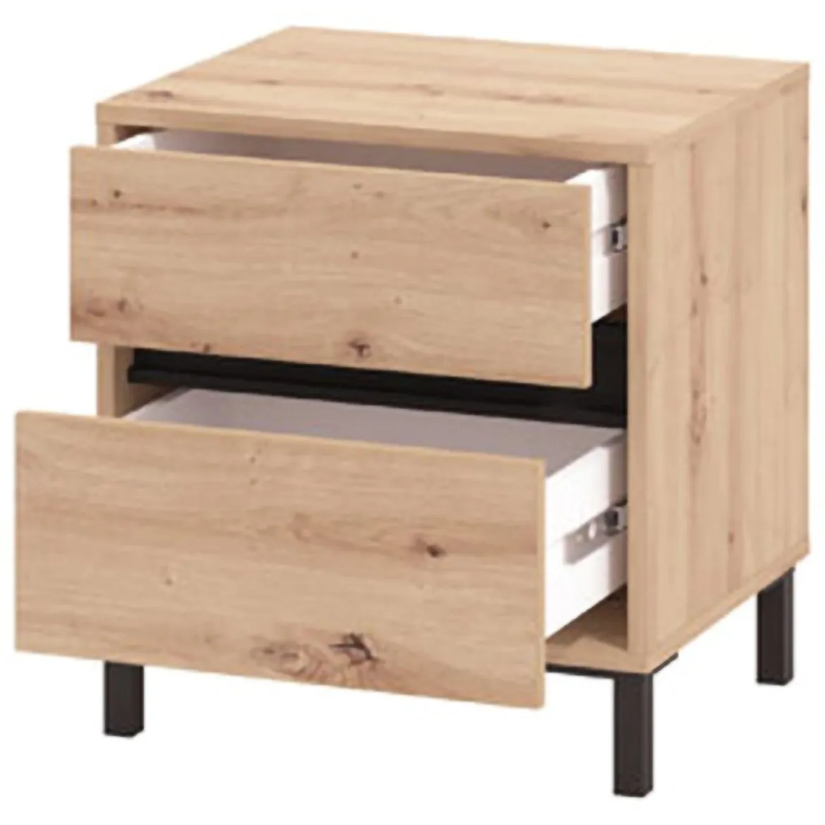 Comodino Marrone Rovere Nodi Nero 3 Cassetti un Ripiano 45x40x63h cm, Apertura Scorrevole - Talana