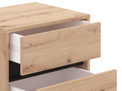 Comodino Marrone Rovere Nodi Nero 3 Cassetti un Ripiano 45x40x63h cm, Apertura Scorrevole - Talana