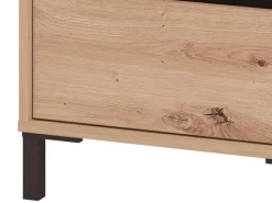 Comodino Marrone Rovere Nodi Nero 3 Cassetti un Ripiano 45x40x63h cm, Apertura Scorrevole - Talana