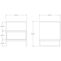 Comodino Marrone Rovere un Cassetto un Ripiano 51x51x61h cm, Apertura Scorrevole - Compatri