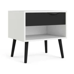 Comodino moderno bianco e nero 50x39x49h cm - Lucina