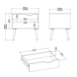 Comodino moderno bianco e nero 50x39x49h cm - Lucina