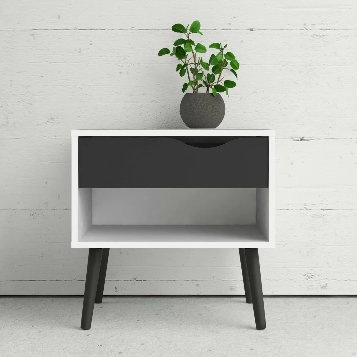Comodino moderno bianco e nero 50x39x49h cm - Lucina
