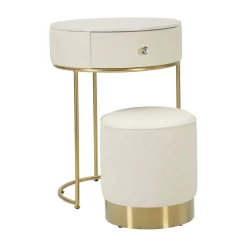 Comodino moderno bianco e oro 52x52x70h cm - Consolle Miscano