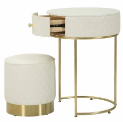 Comodino moderno bianco e oro 52x52x70h cm - Consolle Miscano