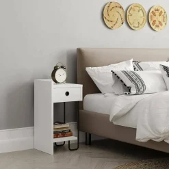 Comodino moderno bianco 32x30x61h cm - Cedro