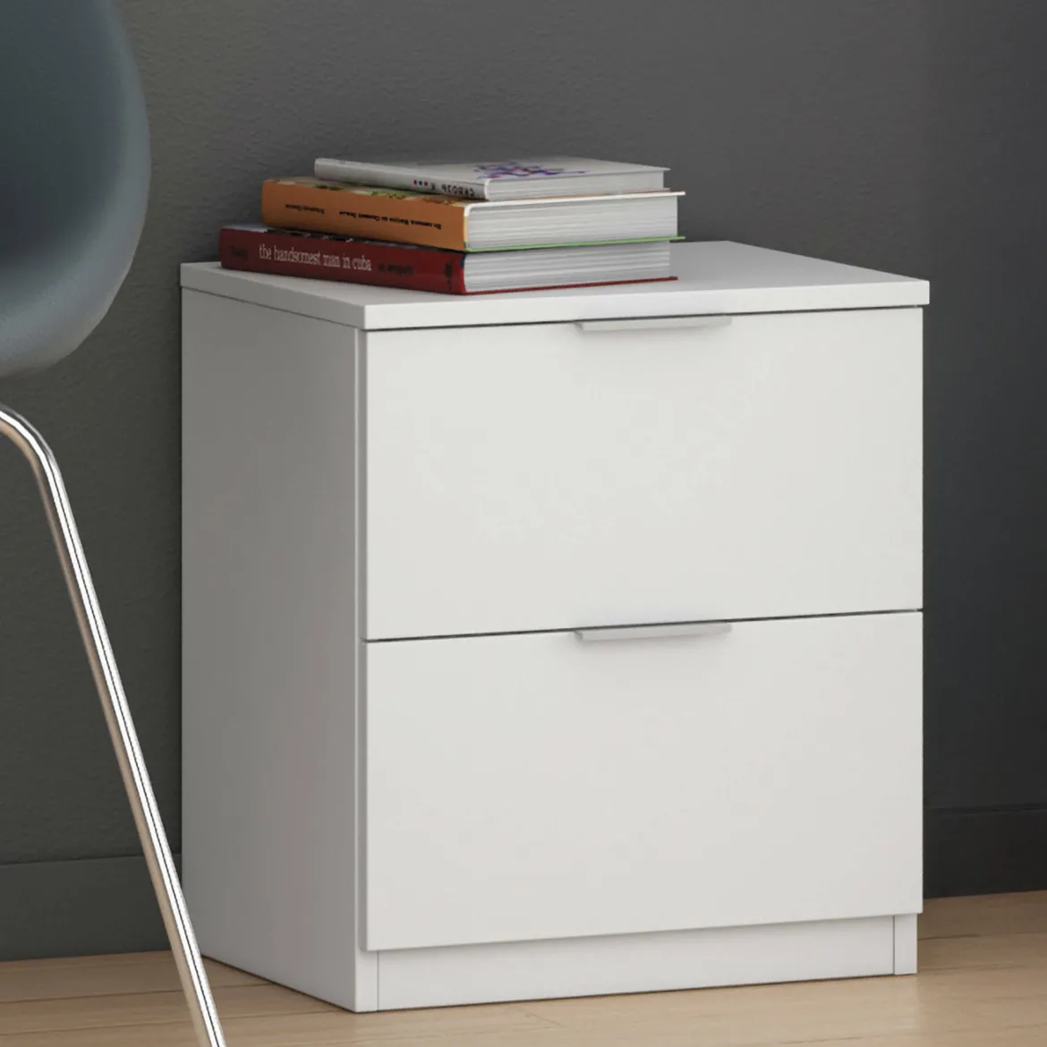 Comodino moderno bianco 39x31x35h cm - Auring