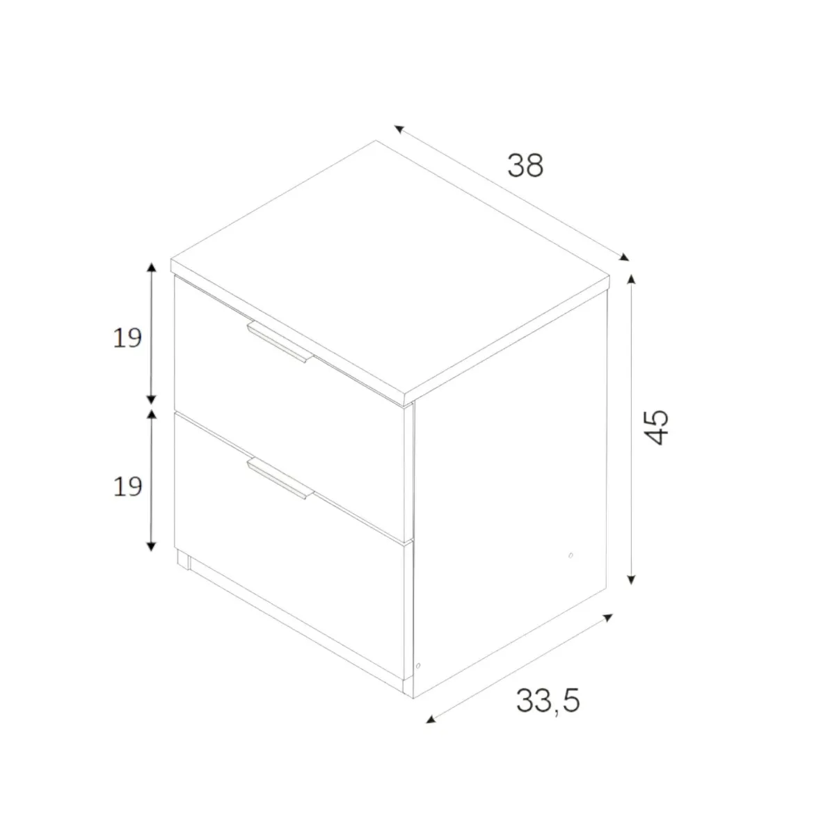Comodino moderno bianco 39x31x35h cm - Auring