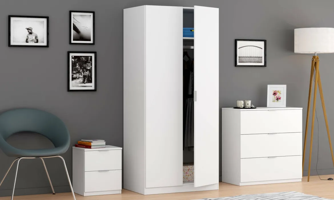 Comodino moderno bianco 39x31x35h cm - Auring