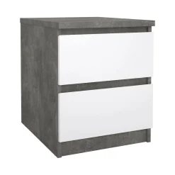 Comodino moderno cemento e bianco lucido 50x40x49h cm - Azar