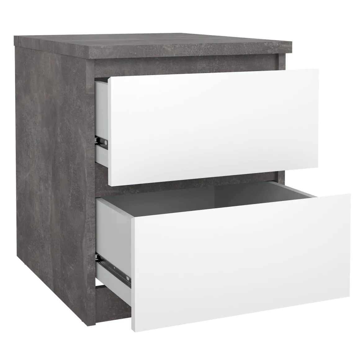 Comodino moderno cemento e bianco lucido 50x40x49h cm - Azar