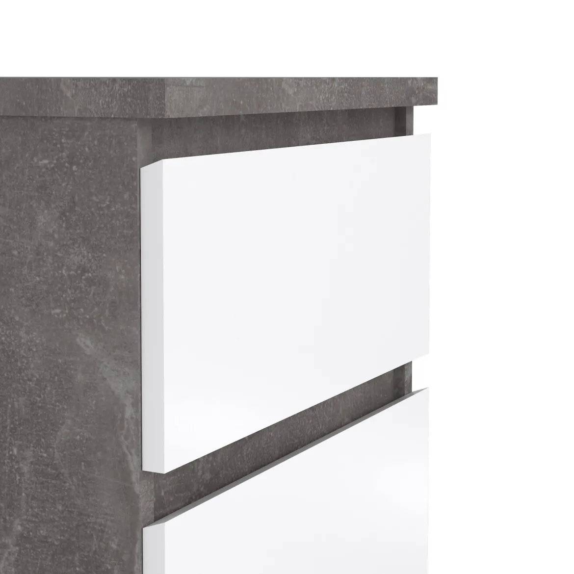 Comodino moderno cemento e bianco lucido 50x40x49h cm - Azar