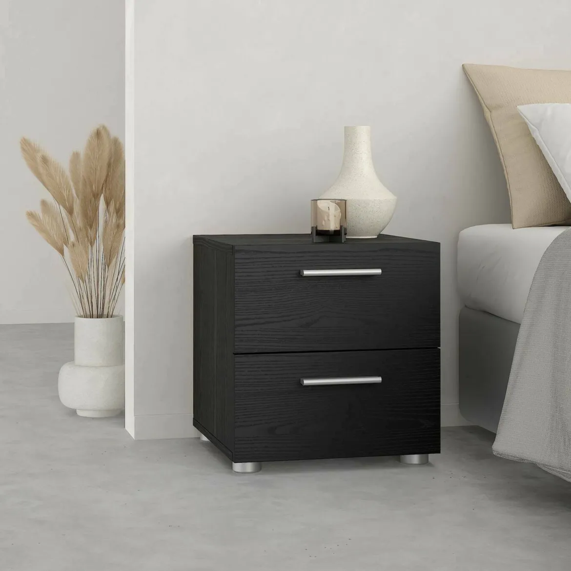 Comodino moderno nero 40x40x42h cm - Apolla