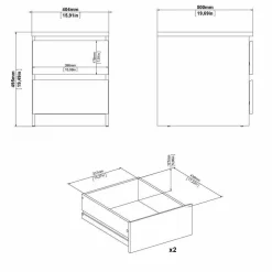 Comodino moderno nero 50x40x49h cm - Azar