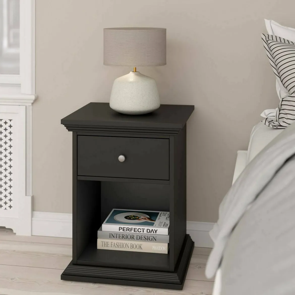 Comodino moderno nero 47x43x63h cm - Pascal