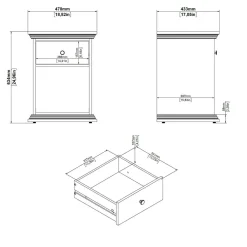Comodino moderno nero 47x43x63h cm - Pascal