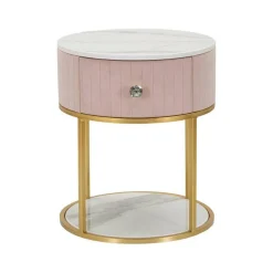 Comodino moderno rosa e bianco 42x42x48h cm - Gerhard