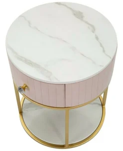 Comodino moderno rosa e bianco 42x42x48h cm - Gerhard