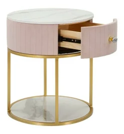Comodino moderno rosa e bianco 42x42x48h cm - Gerhard