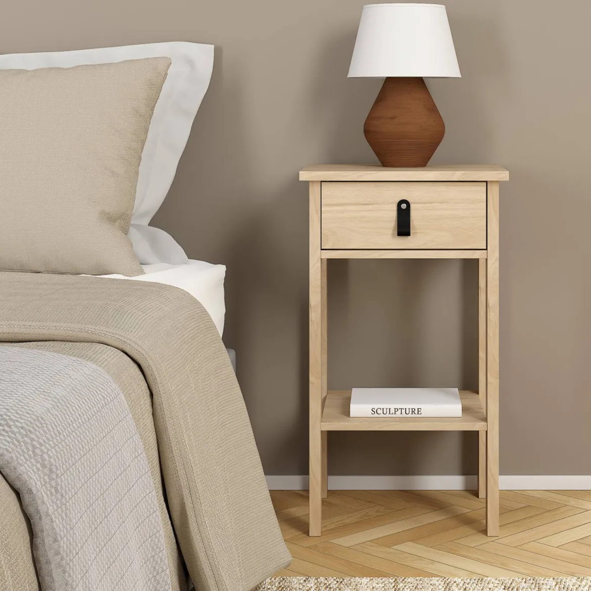 Comodino moderno rovere 43x40x59h cm - Jean