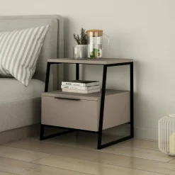 Comodino moderno tortora 45x40x50h cm - Alonso