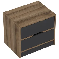 Comodino Nero Antracite Marrone Noce 4 Cassetti Apertura Scorrevole 54x40x47h cm, Chiusura Scorrevole - Legnago