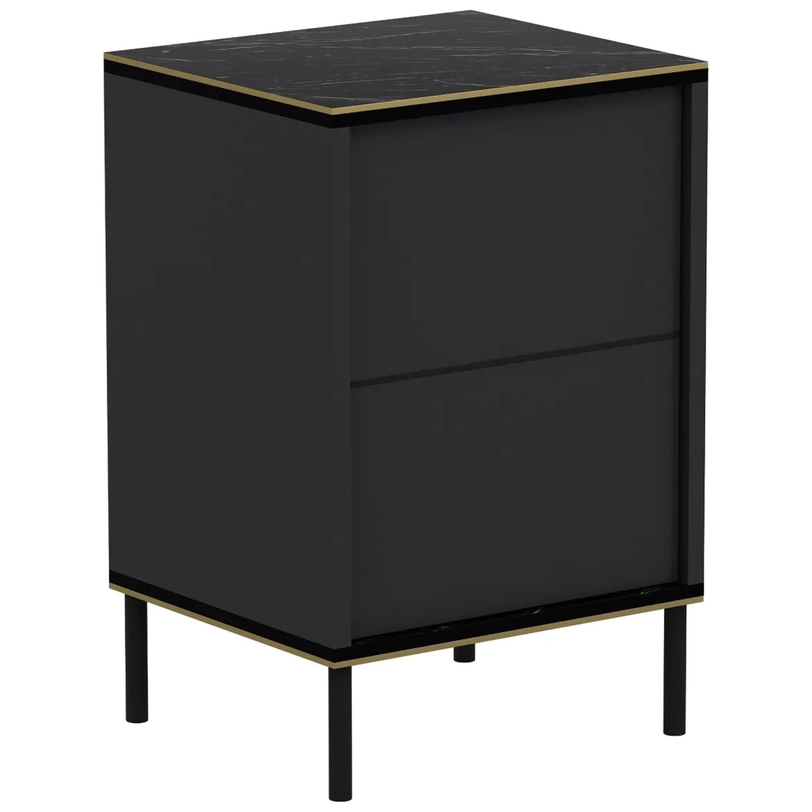 Comodino Nero Antracite oro un Ripiano Apertura Battente 40x35x60h cm, Un'anta - Vestone