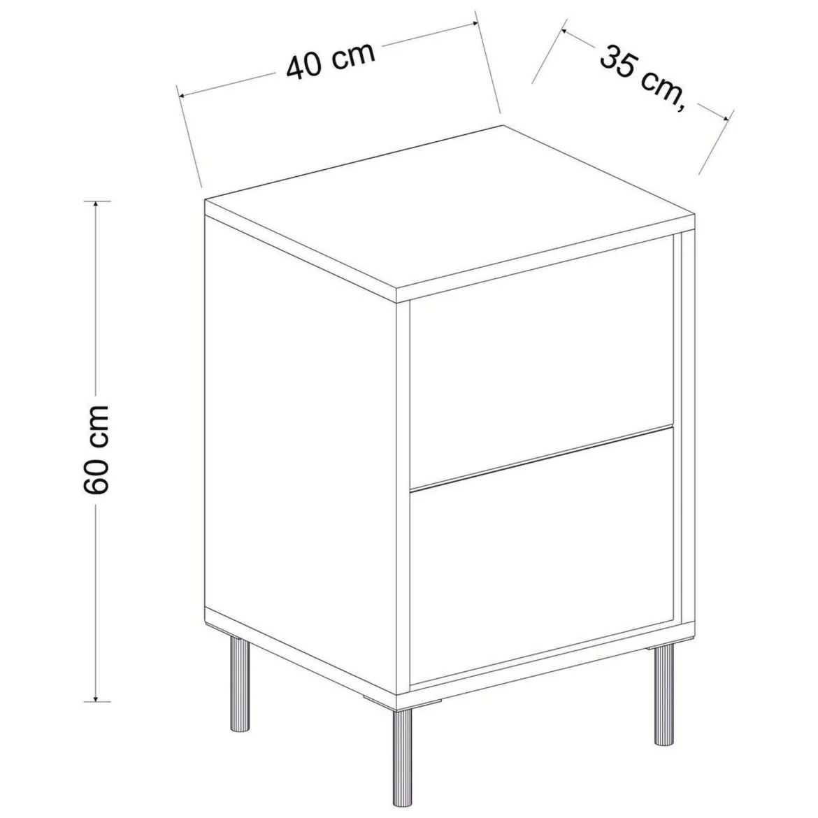 Comodino Nero Antracite oro un Ripiano Apertura Battente 40x35x60h cm, Un'anta - Vestone