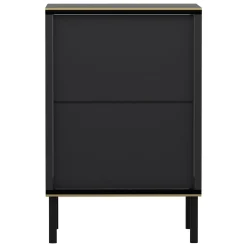 Comodino Nero Antracite oro un Ripiano Apertura Battente 40x35x60h cm, Un'anta - Vestone