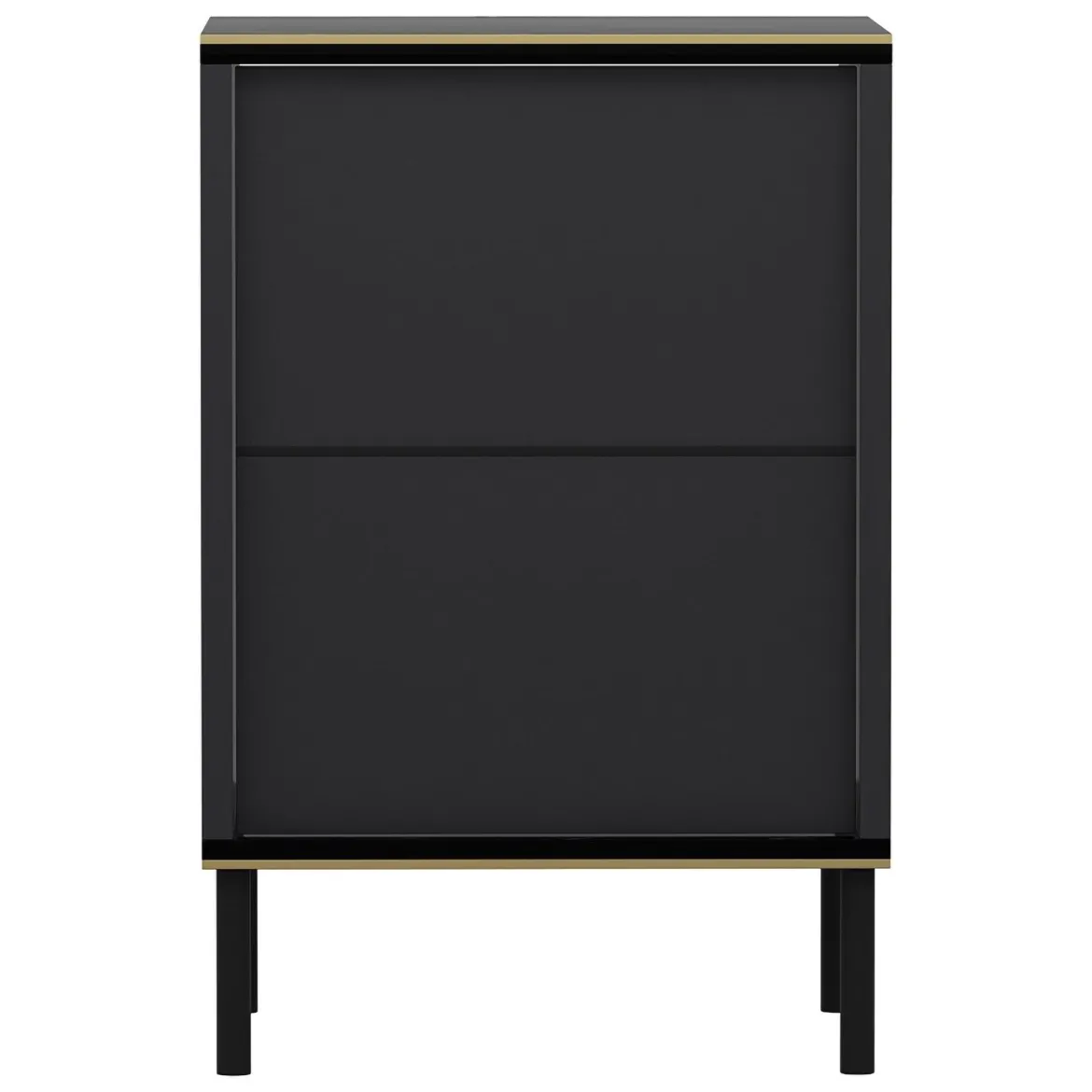 Comodino Nero Antracite oro un Ripiano Apertura Battente 40x35x60h cm, Un'anta - Vestone