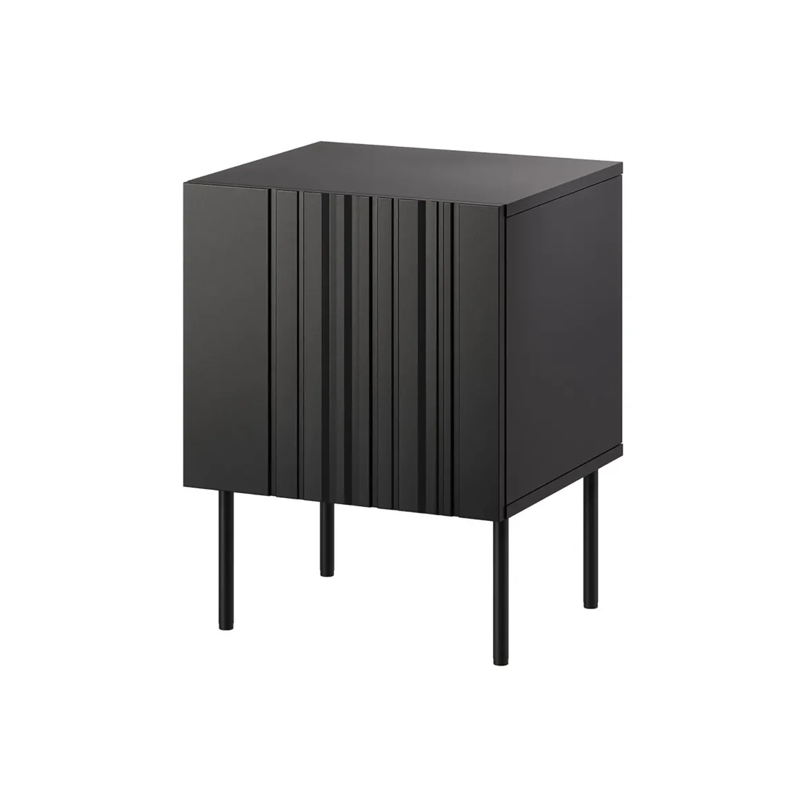 Comodino Nero Cassetti un Ripiano 59x42x44.5h cm, Un'anta - Russi