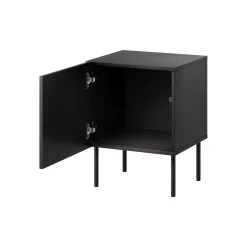 Comodino Nero Cassetti un Ripiano 59x42x44.5h cm, Un'anta - Russi