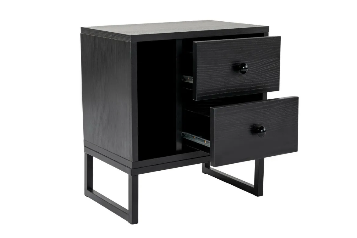 Comodino Rhiannon, 45x30 h50 cm, Nero