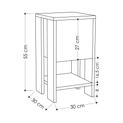 Comodino 2 ripiani antracite 30x30x55h cm - Filippa