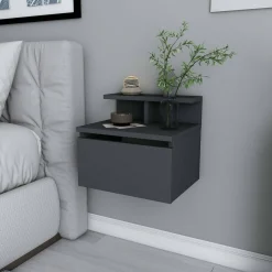 Comodino 2 ripiani antracite 39x31x35h cm - Auring