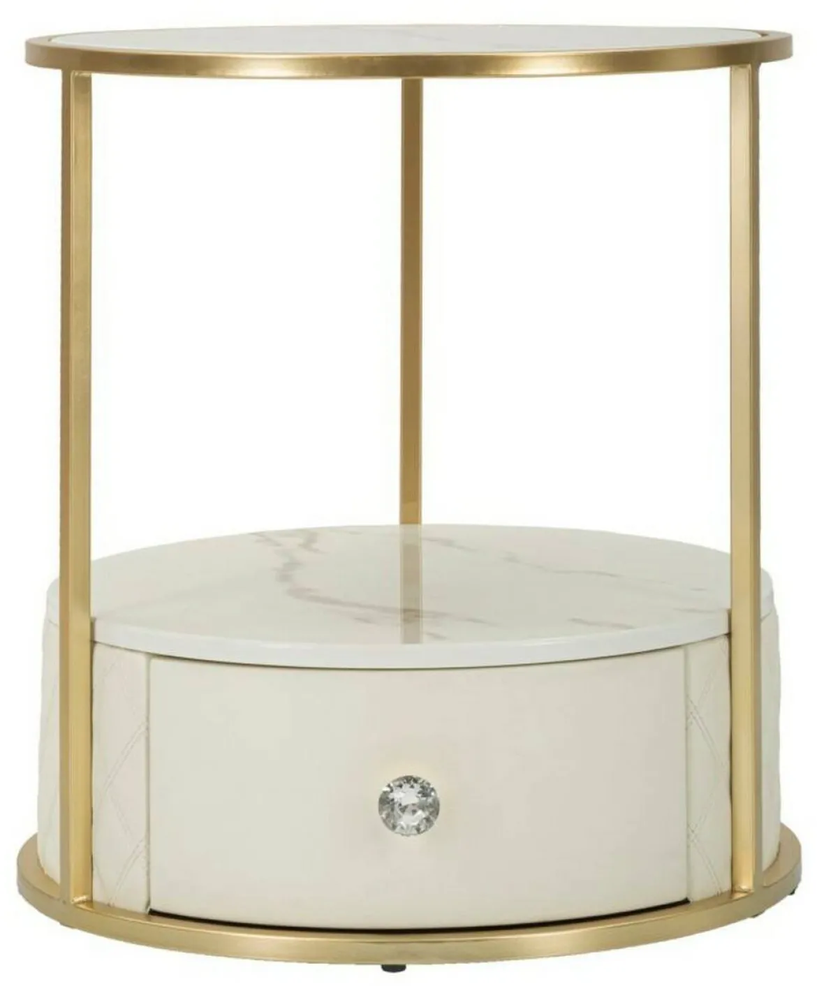 Comodino 2 ripiani bianco e oro 43x43x48h cm - Piandisco