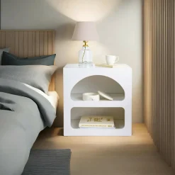 Comodino 3 ripiani bianco 50x38x50h cm - Nara