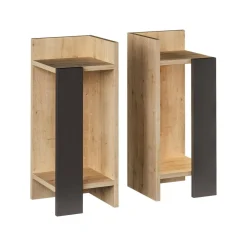 Comodino 2 ripiani quercia e antracite 25x27x60h cm - Lepre