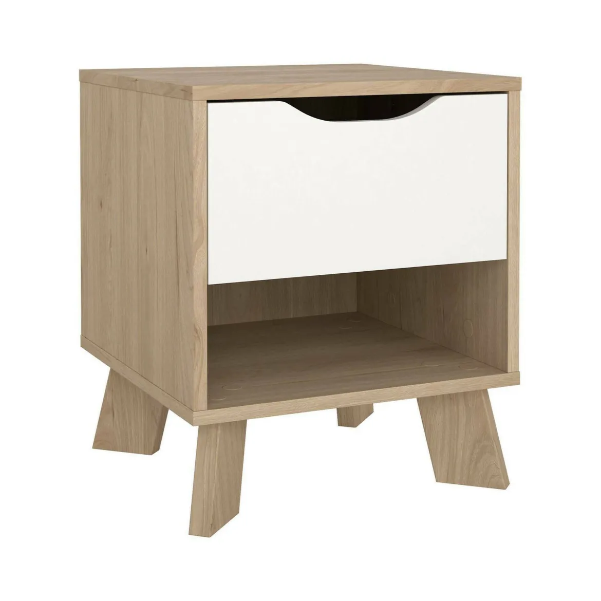 Comodino 2 ripiani rovere e bianco 40x39x47h cm - Zuglio