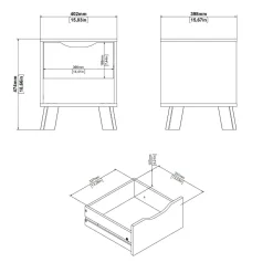 Comodino 2 ripiani rovere e bianco 40x39x47h cm - Zuglio